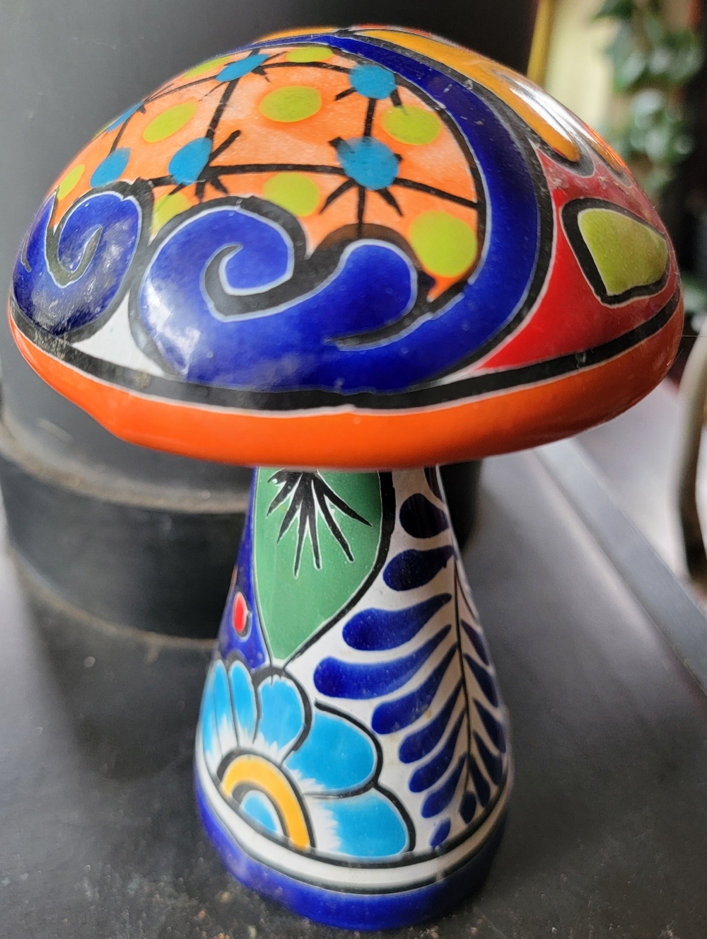 Hand-Painted Colorful Ceramic Mushroom Accent